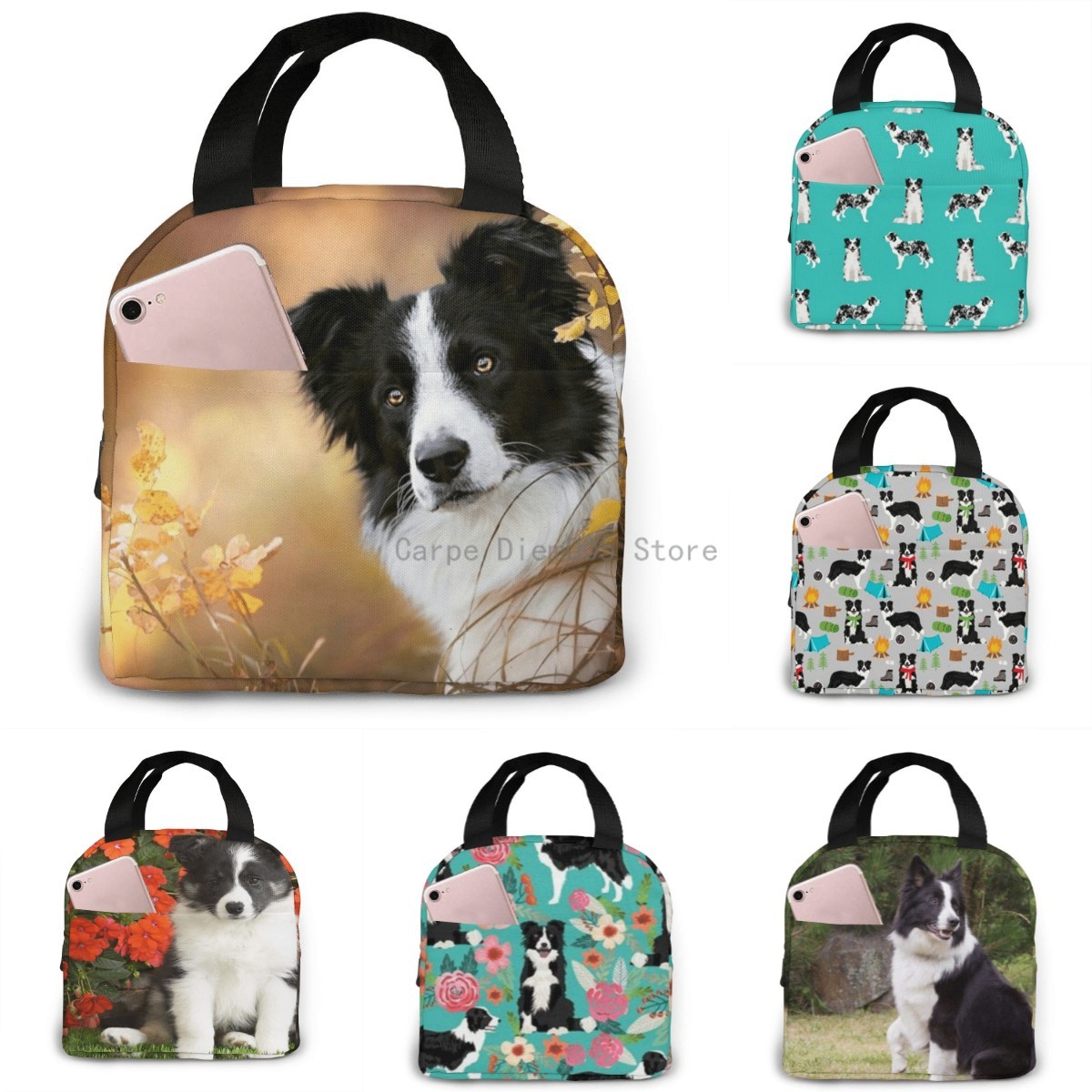 Tote Bag Sublimation - Lunch Bag Young Border Collie Dog