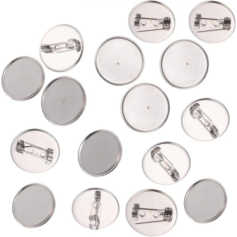 Button Badge Blank - 100pcs 15mm/20mm/30mm Silver Brooch Clasps Pin